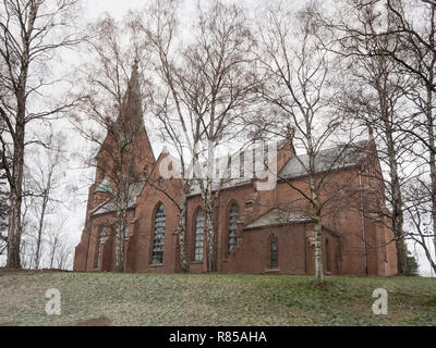 Vestre Aker Kirche eine Kirche in der ullevål Nachbarschaft von Oslo Norwegen, in der Neo-gotischen Stil, aus rotem Backstein gebaut, 1855 Stockfoto