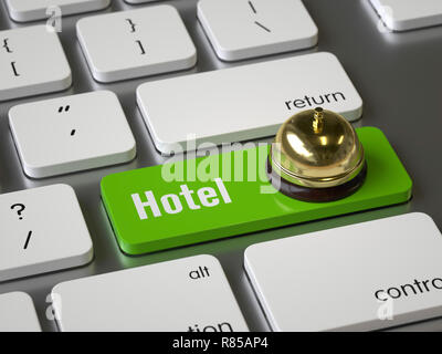 Hotel Taste auf der Tastatur, 3D-Rendering, konzeptionelle Bild Stockfoto