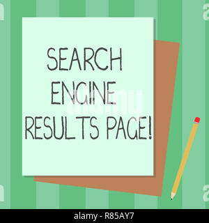 Konzeptionelle Handschrift anzeigen Search Engine Results Page. Business Foto text Website erstellt für die Anzeige Suche Ergebnis Stapel von verschiedenen Pastellfarben Stockfoto