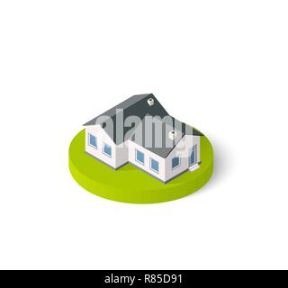 Isometrische 3D-Symbol Haus. Residence Gebäude der Stadt Landschaft drei-dimensionalen Vektor symbol Konzept Stock Vektor