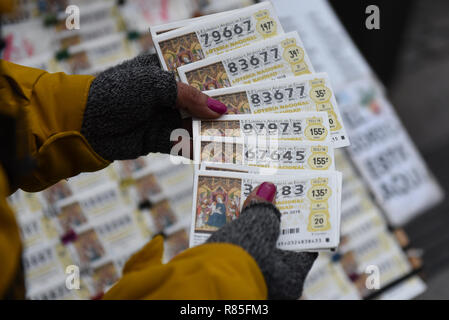 Madrid, Spanien. 12 Dez, 2018. Spanische Weihnachten "El Gordo" Lottery tickets in Madrid gesehen. Credit: Jorge Sanz/Pacific Press/Alamy leben Nachrichten Stockfoto