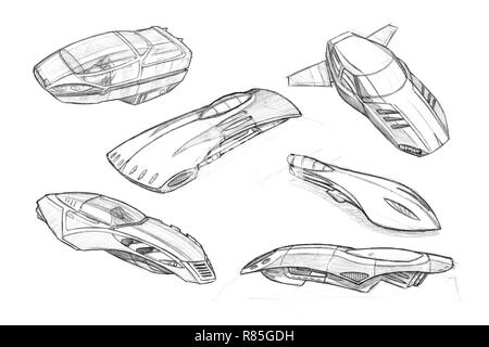 Zukunft Auto Fliegen Eingestellt Stockfotografie Alamy
