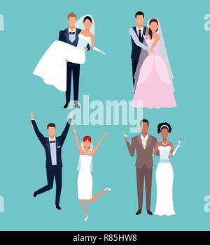 Hochzeit Cartoons eingestellt Stock Vektor