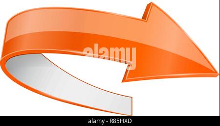Orange 3d-Pfeil mit weißer Rückseite Stock Vektor