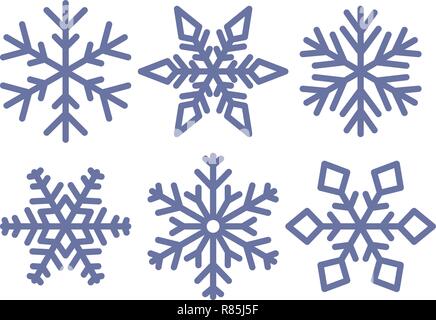 Blau Schneeflocken auf weißem Hintergrund Stock Vektor