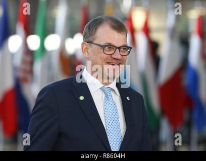 Brüssel, Belgien. 13 Dez, 2018. Finnische Premierminister Juha Sipila kommt an einer zweitägigen EU-Gipfels in Brüssel, Belgien, 13. Dez., 2018. Credit: Ihr Pingfan/Xinhua/Alamy leben Nachrichten Stockfoto