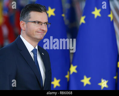 Brüssel, Belgien. 13 Dez, 2018. Sloweniens Premierminister Marjan Sarec kommt an einer zweitägigen EU-Gipfels in Brüssel, Belgien, 13. Dez., 2018. Credit: Ihr Pingfan/Xinhua/Alamy leben Nachrichten Stockfoto