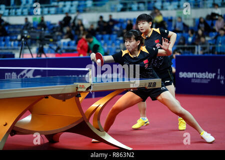 Inchon, Südkorea. 13 Dez, 2018. Chen Xingtong & Sonne Yingsha (CHN) Tischtennis: Seamaster 2018 ITTF World Tour Grand Finale Frauen verdoppelt Viertelfinale an Namdong Gymnasium in Inchon, Südkorea. Credit: Naoki Morita/LBA SPORT/Alamy leben Nachrichten Stockfoto