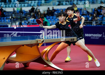 Inchon, Südkorea. 13 Dez, 2018. Chen Xingtong & Sonne Yingsha (CHN) Tischtennis: Seamaster 2018 ITTF World Tour Grand Finale Frauen verdoppelt Viertelfinale an Namdong Gymnasium in Inchon, Südkorea. Credit: Naoki Morita/LBA SPORT/Alamy leben Nachrichten Stockfoto