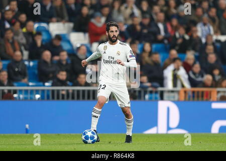 Madrid, Spanien. 12 Dez, 2018. Isco (Real) Fußball: UEFA Champions League Spieltag 6 Gruppe G Übereinstimmung zwischen Real Madrid CF 0-3 CSKA Moskva im Santiago Bernabeu in Madrid, Spanien. Credit: mutsu Kawamori/LBA/Alamy leben Nachrichten Stockfoto