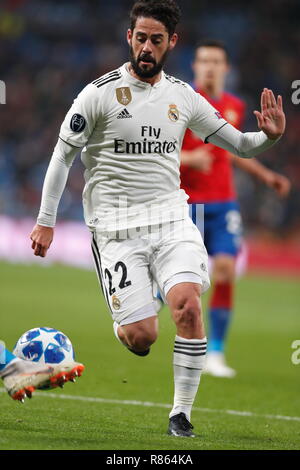 Madrid, Spanien. 12 Dez, 2018. Isco (Real) Fußball: UEFA Champions League Spieltag 6 Gruppe G Übereinstimmung zwischen Real Madrid CF 0-3 CSKA Moskva im Santiago Bernabeu in Madrid, Spanien. Credit: mutsu Kawamori/LBA/Alamy leben Nachrichten Stockfoto