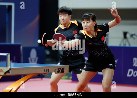 Chen Xingtong & Sonne Yingsha (CHN), 13. Dezember 2018 - Tischtennis: Seamaster 2018 ITTF World Tour Grand Finale Frauen Doppel Halbfinale bei Namdong Gymnasium in Incheon, Südkorea. (Foto von Naoki Morita/LBA SPORT) Stockfoto
