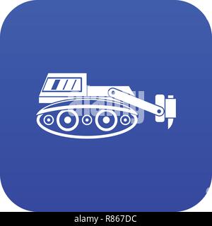 Bagger mit hydraulikhammer Symbol digital Blau Stock Vektor