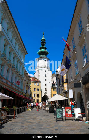 Der stadt Bratislava ist die Hauptstadt der Slowakei und liegt an der Donau, wie viele andere Hauptstadt Europas, Schießen im August 2018 Stockfoto