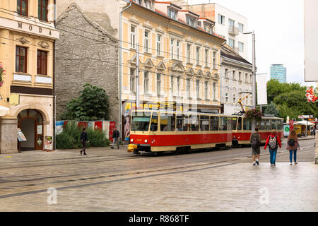 Der stadt Bratislava ist die Hauptstadt der Slowakei und liegt an der Donau, wie viele andere Hauptstadt Europas, Schießen im August 2018 Stockfoto