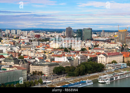 Der stadt Bratislava ist die Hauptstadt der Slowakei und liegt an der Donau, wie viele andere Hauptstadt Europas, Schießen im August 2018 Stockfoto