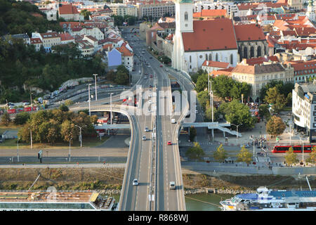 Der stadt Bratislava ist die Hauptstadt der Slowakei und liegt an der Donau, wie viele andere Hauptstadt Europas, Schießen im August 2018 Stockfoto