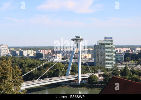 Der stadt Bratislava ist die Hauptstadt der Slowakei und liegt an der Donau, wie viele andere Hauptstadt Europas, Schießen im August 2018 Stockfoto