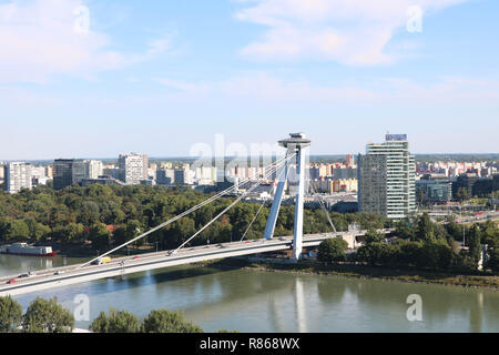 Der stadt Bratislava ist die Hauptstadt der Slowakei und liegt an der Donau, wie viele andere Hauptstadt Europas, Schießen im August 2018 Stockfoto