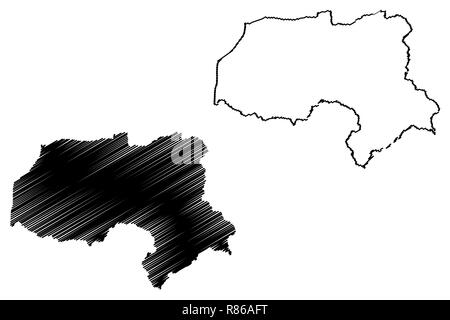 Hakkari (Provinzen der Republik Türkei) Karte Vektor-illustration, kritzeln Skizze Hakkâri ili Karte Stock Vektor