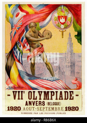 Olympischen Spiele in Antwerpen 1920 - Vintage Plakat Stockfoto