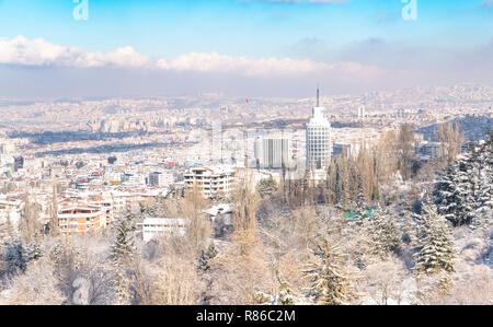 Ankara/Turkey-December 13 2018 - Ankara Ansicht mit Sheraton Hotel im Winter Stockfoto