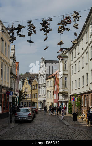 Zahlreiche Attraktionen machen Flensburg ein beliebter Ort für Touristen. Flensburg ist die wirtschaftliche, kulturelle und touristische Zentrum der Region. Stockfoto