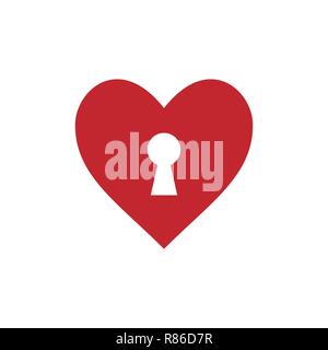 Herz, Schlüsselloch, liebe Symbol. Vector Illustration, flache Bauform. Stock Vektor