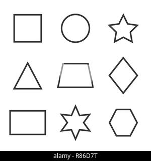Grundlegende geometrische Formen Icon Set. Vector Illustration, flache Bauform. Stock Vektor