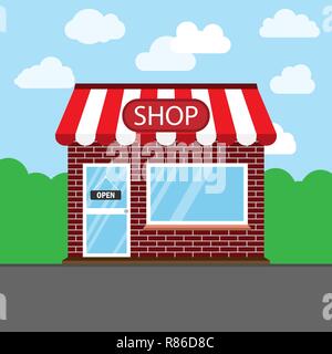 Commerce, Shop, Store". Vector Illustration. Gebäude Stock Vektor