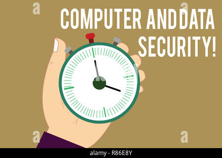 Schreiben Hinweis Übersicht Computer- und Datensicherheit. Business foto Präsentation Online Software Sicherheit Passwortschutz Hu Analyse Hand Stop Wa Stockfoto