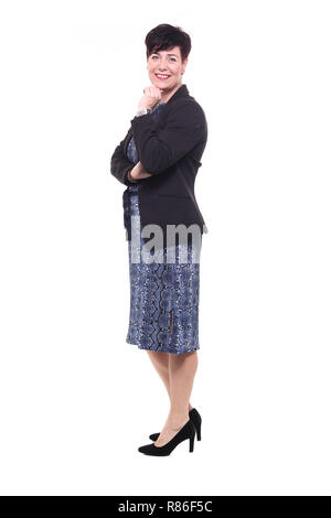 Schöne kaukasische Frau vor einem Hintergrund Stockfoto