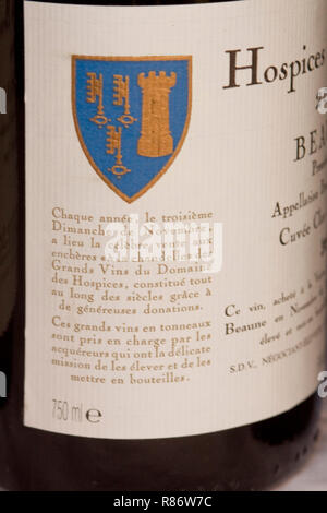 Hospices de Beaune Burgund Wein Flasche Stockfoto