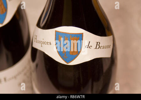 Hospices de Beaune Burgund Wein Flasche Stockfoto