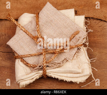 Sackleinen an Bord Stockfoto