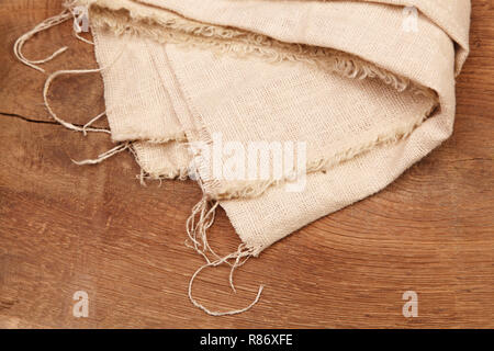 Sackleinen an Bord Stockfoto