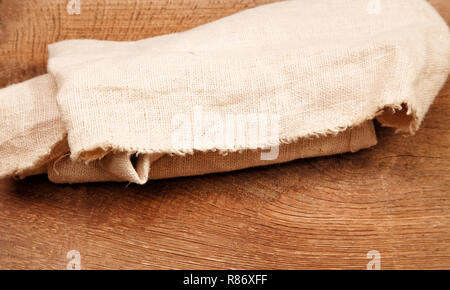 Sackleinen an Bord Stockfoto