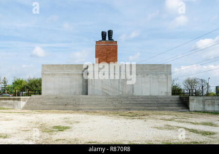 Stalin Stiefel, Memento Park, Budapest, Ungarn Stockfoto