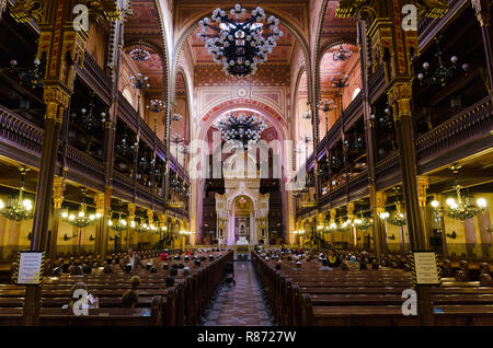 Das Innere der Dohany Synagoge oder Große Synagoge, Budapest, Ungarn Stockfoto