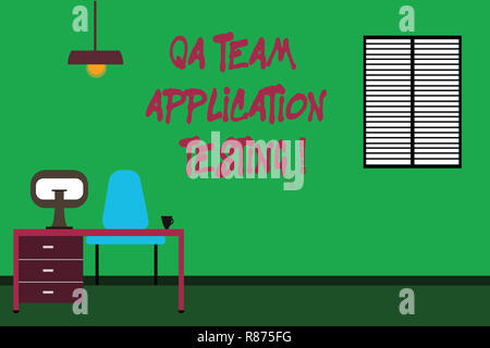 Konzeptionelle Handschrift mit dem QA-Team Anwendungstests. Business Foto Text Frage und Antworten, Software Test minimalistischen Interieur berechnen Stockfoto