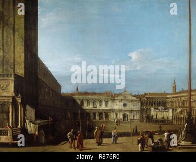 Canaletto - Piazza San Marco auf der Suche nach Westen Richtung San Geminiano RCIN 405935. Stockfoto