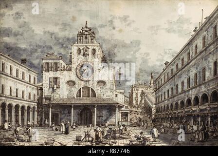 Canaletto, 1697-1768 Venedig, Campo San Giacomo di Rialto, Venedig, Pen und braune Farbe. Stockfoto