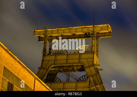 Bergwerk Ewald herten Wolken Nacht Stockfoto