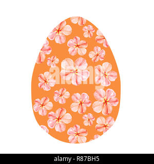 Aquarell rosa Malve blumen Abutilon Osterei Design. Mai für Ostern textile Dekoration drucken, Einladung Karte verwendet werden, Feder Dekor, Umhüllung pa Stockfoto