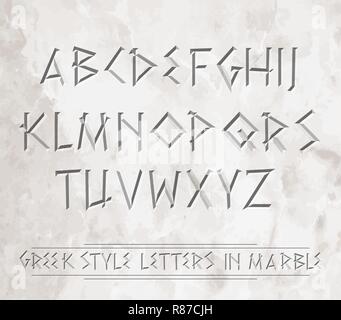 Antike griechische Buchstaben in Marmor gemeißelt. Kann über verschiedene Hintergründen platziert werden. Stock Vektor