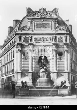 Fontaine Saint-Michel, Paris, Frankreich, Silber Albumen Print, Édouard Baldus, 1860 Stockfoto