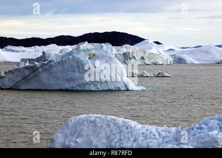 Grönland Disko Bucht: Eisberge vor dem Eisfjord. Stockfoto