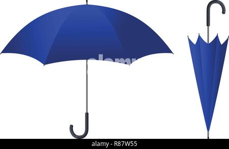 Blau Regenschirm Vector Illustration auf weißem Hintergrund Stock Vektor