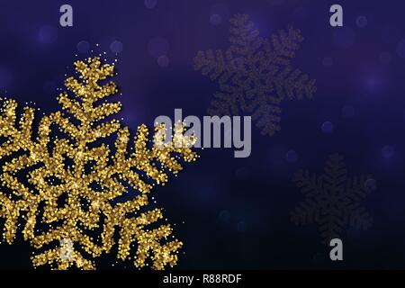 Weihnachten Hintergrund mit Shining gold Schneeflocken. Stock Vektor