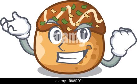 Erfolgreiche takoyaki Charakter in Octopus Bälle Essen Stock Vektor